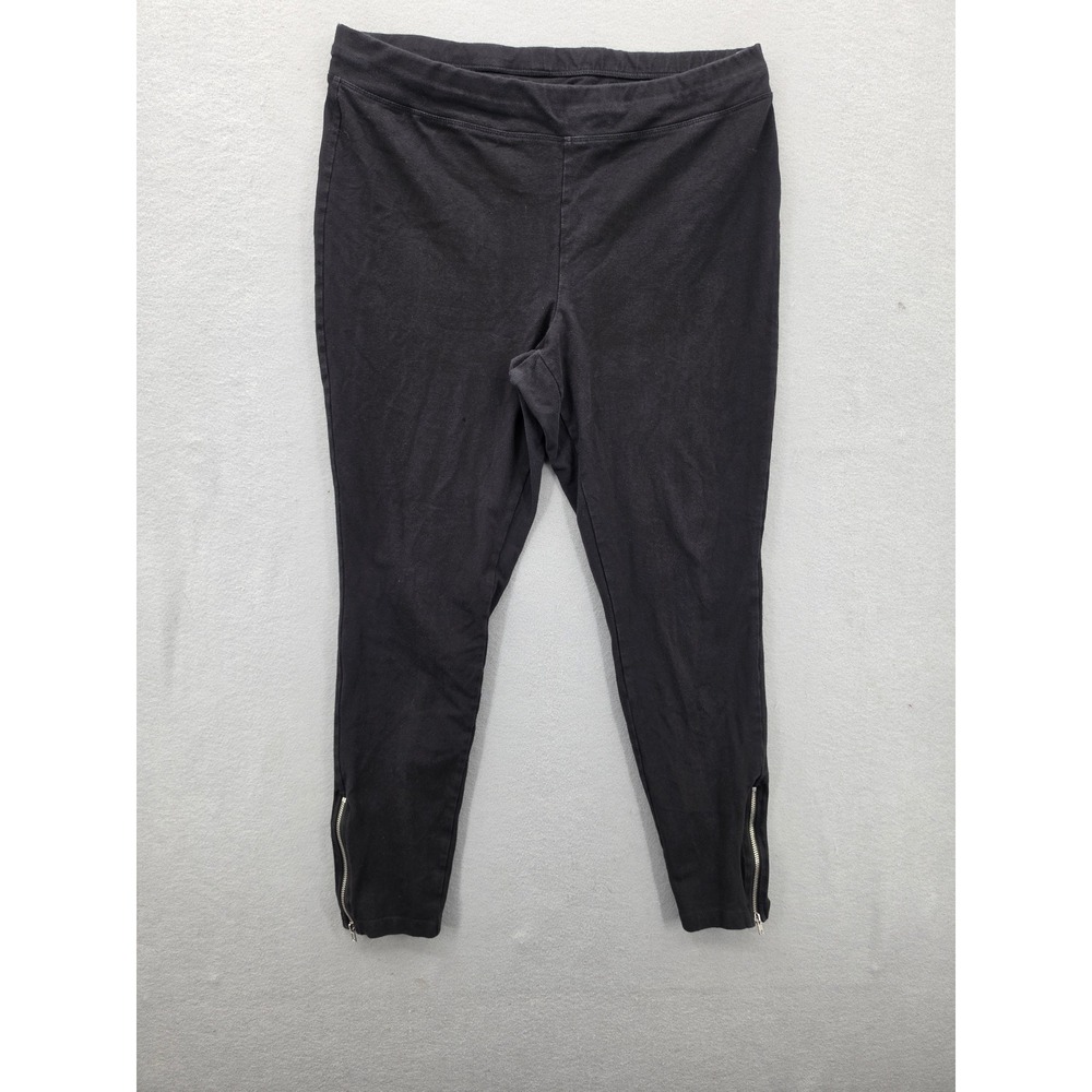 Sunday Black Ankle Zip Leggings XL Cotton Stretch High Rise Slim Fit Pants